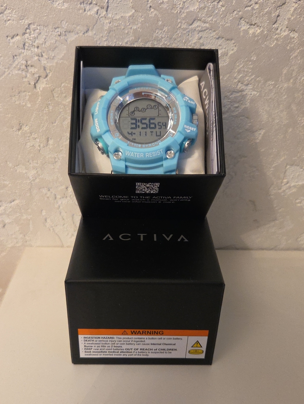 Activa Men's Light Blue Digital Sport Watch with Resin Band
